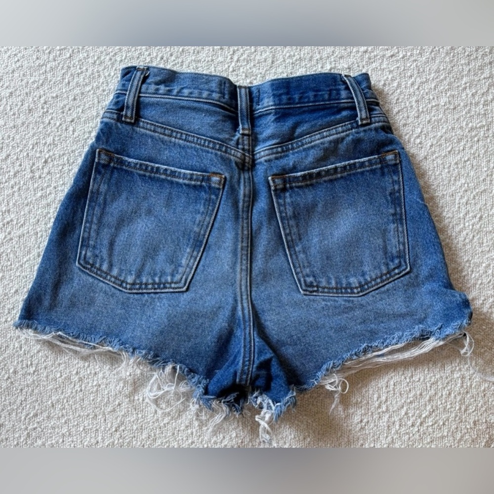 Abercrombie and Fitch Medium Dark Blue Button High Rise Denim Short Shorts 24 00 - Picture 5 of 6